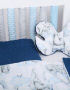 BabyMam Set 20 de protectii individuale pentru patut copii o parte 100 bumbac si cealalta parte din minky moale fixare cu benzi velcro blue