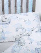 BabyMam Set 20 de protectii individuale pentru patut copii o parte 100 bumbac si cealalta parte din minky moale fixare cu benzi velcro blue