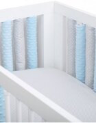 BabyMam Set 20 de protectii individuale pentru patut copii o parte 100 bumbac si cealalta parte din minky moale fixare cu benzi velcro blue