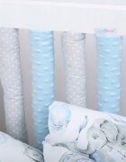 BabyMam Set 20 de protectii individuale pentru patut copii o parte 100 bumbac si cealalta parte din minky moale fixare cu benzi velcro blue