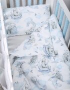BabyMam Set 20 de protectii individuale pentru patut copii o parte 100 bumbac si cealalta parte din minky moale fixare cu benzi velcro blue