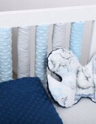 BabyMam Set 20 de protectii individuale pentru patut copii o parte 100 bumbac si cealalta parte din minky moale fixare cu benzi velcro blue