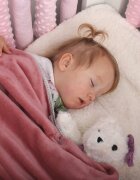 BabyMam Set 20 de protectii individuale pentru patut copii o parte 100 bumbac si cealalta parte din minky moale fixare cu benzi velcro Pink