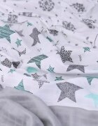 BabyMam Set 3 scutece de muselina pentru copii Grey Stars dimensiune 60 x 75 cm