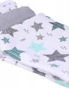 BabyMam Set 3 scutece de muselina pentru copii Grey Stars dimensiune 60 x 75 cm