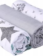 BabyMam Set 3 scutece de muselina pentru copii Grey Stars dimensiune 60 x 75 cm