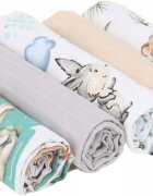 BabyMam Set 5 scutece multifunctionale pentru copii Jungle of Dreams 60 x 80 cm din bumbac tetra 100
