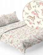 BabyMam Set lenjerie pat copii Secret Garden bumbac 100 compusa din husa de plapuma 140 x 200 cm inchidere cu fermoar si fata de perna 70 x 80 cm