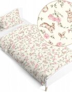 BabyMam Set lenjerie pat copii Secret Garden bumbac 100 compusa din husa de plapuma 140 x 200 cm inchidere cu fermoar si fata de perna 70 x 80 cm