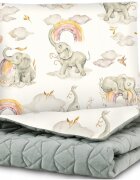 BabyMam Set matlasat paturica 75x100 cm si perna 35x30 cm Minky Grey Elephant