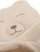BabyMam Set paturica 73x96 cm si perna 31x24 cm pentru copii din muselina cu structura aerisita model beige Teddybear