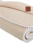 BabyMam Set paturica 73x96 cm si perna 31x24 cm pentru copii din muselina cu structura aerisita model beige Teddybear