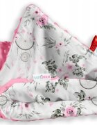 BabyMam Set paturica 75x100 cm si perna 35x30 cm pentru copii minky pink Dreamcatcher versatila cu doua fete