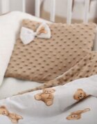 BabyMam Set paturica dubla 75x55 cm si pernuta asortata 25x35 cm pentru copii model minky bej