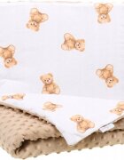 BabyMam Set paturica dubla 75x55 cm si pernuta asortata 25x35 cm pentru copii model minky bej