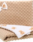 BabyMam Set paturica dubla 75x55 cm si pernuta asortata 25x35 cm pentru copii model minky bej