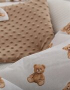 BabyMam Set paturica dubla 75x55 cm si pernuta asortata 25x35 cm pentru copii model minky bej