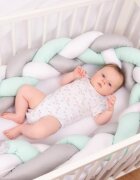 BABYMATEX Protectie laterala Bumper impletit The Braid Mint 2 m inaltime 16 cm material exterior din bumbac satinat umplutura antialergica din fibre siliconate