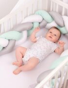 BABYMATEX Protectie laterala Bumper impletit The Braid Mint 2 m inaltime 16 cm material exterior din bumbac satinat umplutura antialergica din fibre siliconate