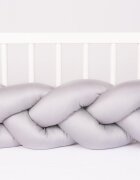 BABYMATEX Protectie laterala din bumbac Bumper impletit The Braid Grey 2 m inaltime 16 cm material exterior din bumbac satinat umplutura antialergica din fibre siliconate