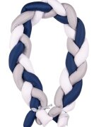 BABYMATEX Protectie laterala din bumbac Bumper impletit The Braid GreyNavy 2 m inaltime 16 cm material exterior din bumbac satinat umplutura antialergica din fibre siliconate