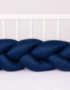 BABYMATEX Protectie laterala din bumbac Bumper impletit The Braid Navy 2 m inaltime 16 cm material exterior din bumbac satinat umplutura antialergica din fibre siliconate