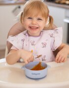 BABYONO Bol din silicon cu ventuza si capac Albastru
