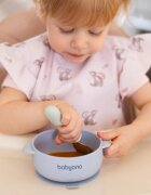 BABYONO Bol din silicon cu ventuza si capac Albastru
