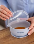 BABYONO Bol din silicon cu ventuza si capac Albastru