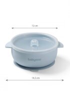 BABYONO Bol din silicon cu ventuza si capac Albastru