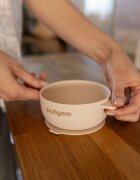 BABYONO Bol din silicon cu ventuza si capac Bej