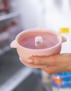 BABYONO Bol din silicon cu ventuza si capac Roz