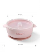 BABYONO Bol din silicon cu ventuza si capac Roz