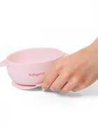 BABYONO Bol din silicon cu ventuza si capac Roz