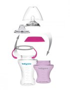 BABYONO Canita anti-varsare cu tetina adaptor moale 180 ml RozMov