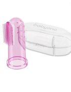 BABYONO Degetar din silicon Baby Ono roz pentru masarea gingiilor