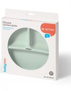 BABYONO Farfurie din silicon cu ventuza pentru copii verde