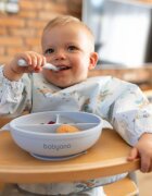 BABYONO Farfurie din silicon cu ventuza si capac albastru