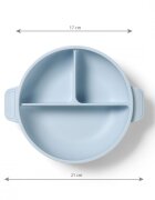 BABYONO Farfurie din silicon cu ventuza si capac albastru