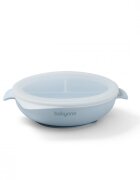 BABYONO Farfurie din silicon cu ventuza si capac albastru