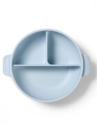 BABYONO Farfurie din silicon cu ventuza si capac albastru