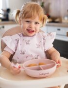 BABYONO Farfurie din silicon cu ventuza si capac Roz