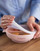 BABYONO Farfurie din silicon cu ventuza si capac Roz