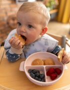 BABYONO Farfurie din silicon cu ventuza si capac Roz