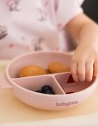BABYONO Farfurie din silicon cu ventuza si capac Roz
