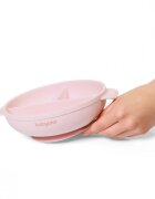 BABYONO Farfurie din silicon cu ventuza si capac Roz