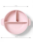 BABYONO Farfurie din silicon cu ventuza si capac Roz