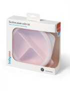 BABYONO Farfurie din silicon cu ventuza si capac Roz