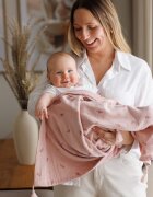 BABYONO Paturica din muselina premium pentru bebelusi Roz 75x100 cm bumbac natural 4 straturi model delicat