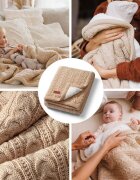 BABYONO Paturica pentru copii Bej din bumbac cu polar 75x100 cm